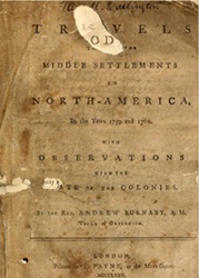 Cover of Travels to the Middle Settlements in North American in the Years 1759 and 1760.