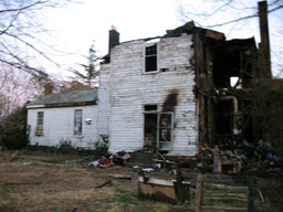 Back of Craighton Farm House, a Henrico County, Virginia structure damaged by fire.