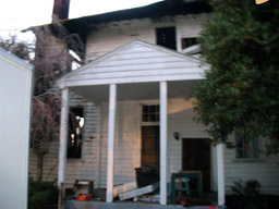 Front of Craighton Farm House, a Henrico County, Virginia structure damaged by fire.