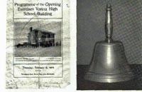 The Program for the dedication of the Varina High School building, Thursday, February 11, 1909, and the brass bell used as the first school bell at Varina High School.