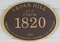 Historical marker placed at Cedar Hill by Henrico County.
