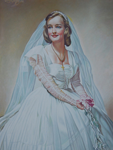 Wedding portrait of Laura Hill Cook hung in the Walkerton parlor.
