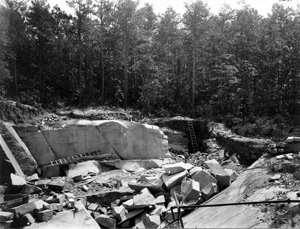 One of the quarries of the Richmond Granite Co., just east of the RF&P railroad, 4 miles southeast of Richmond, shows diagonal jointing.