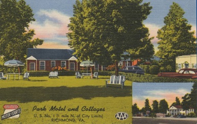Gone is the Park Motel that was located one mile outside the city limits and featured 26 units consisting of private cottages or hotel rooms on landscaped grounds.