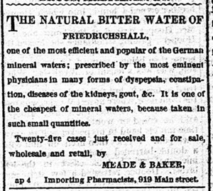 Bitter Water Ad from Richmond Times Dispatch, April 5 1873.