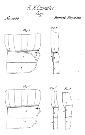Diagram for new shirt wristband by Rufus K. Handler.
