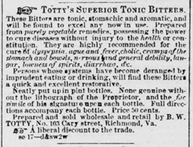 Ad for Totty's Superior Tonic Bitters.