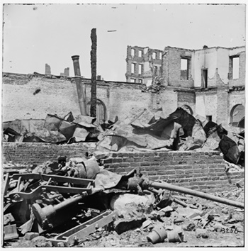 Ruins of Richmond and Petersburg Railroad depot, 1865.