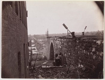 Ruins of Richmond and Petersburg Railroad bridge, 1865.