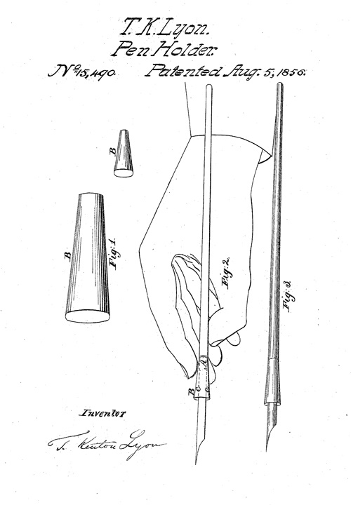 T. Kenton Ryan patent illustration for pen holder.