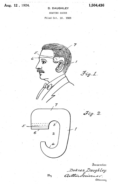 Patent Illustration for Shaving Gauge.
