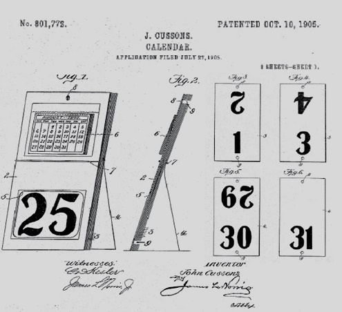 John Cussons' patent for his calendar.