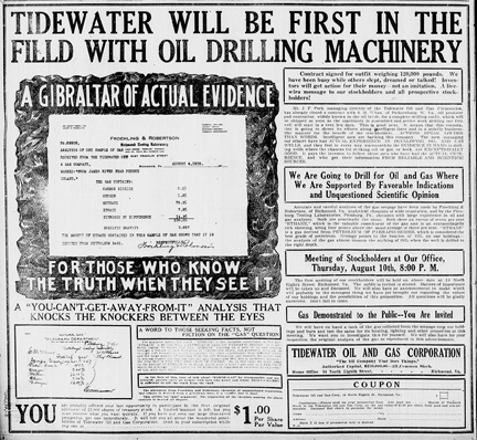 Ad - Tidewater Oil and Gas Corporation.