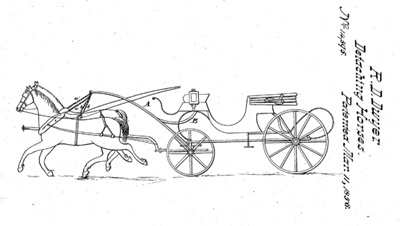 Patent diagram for preventing horses in carriages from falling.
