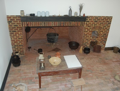 Fireplace in Meadow Farm Museum kitchen.