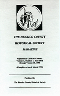 Henrico County Historical Society magazine booklets June 1975 to March 1995.