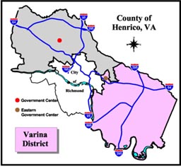 Varina District Map, Henrico County, Virginia.