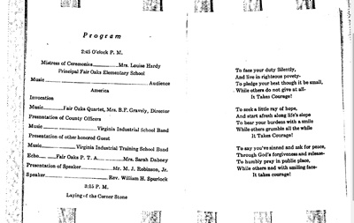 Corner Stone Laying Program 1950 Page 2. Corner Stone Laying Program 1950 Page 2.