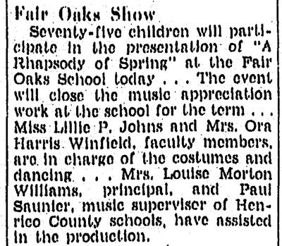 Students present Rhapsody of Spring at Fair Oaks, 1937.