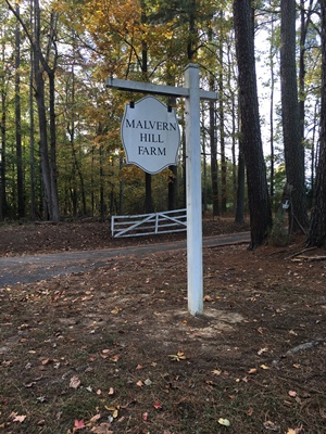 Malvern Hill Farm sign.