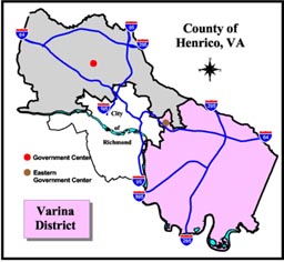 Varina Magisterial District location in Henrico County.