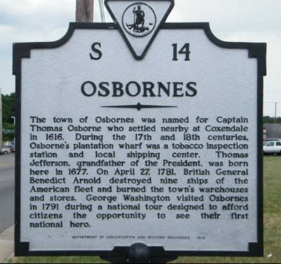 Virginia State Marker - Osbornes.