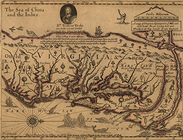 Ferrar Map of Virginia, 1667.