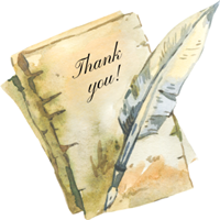 Quill on paper writing thank you.